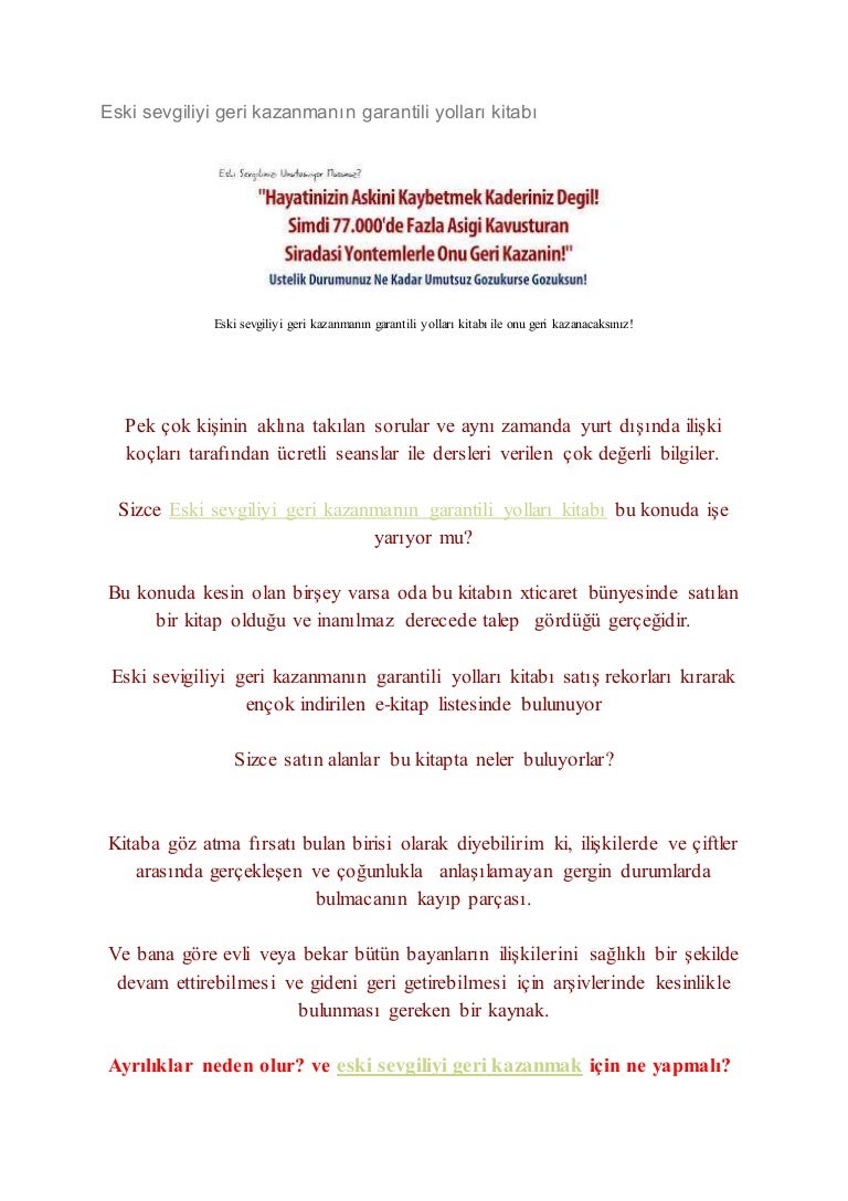 Eski Sevgiliye Dönme Kılavuzu Eski Sevgiliye Dönme Kılavuzu